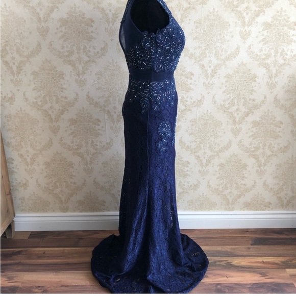 May Queen Blue Halter Maxi Gown - Picture 6 of 13